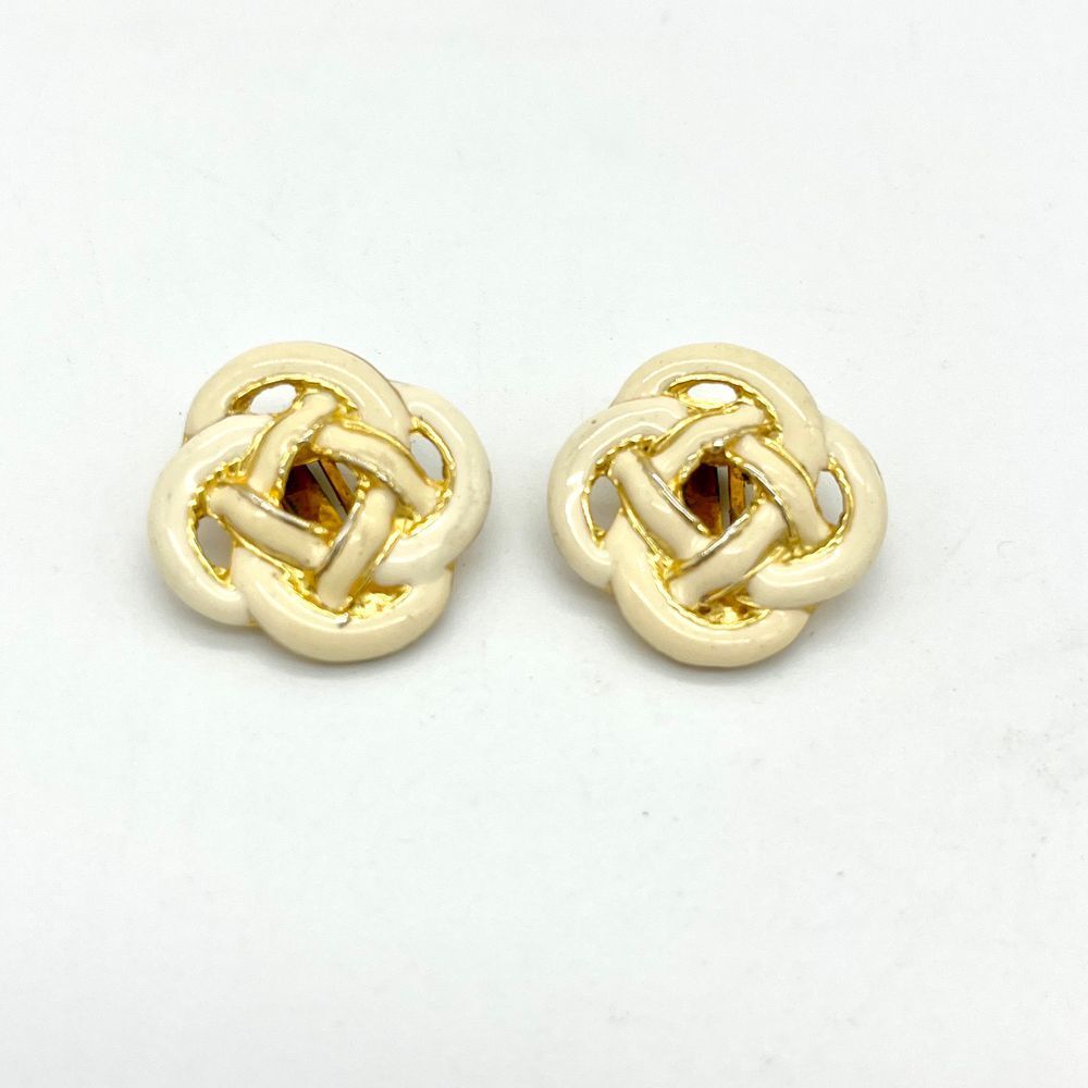 Vintage Gold Tone Celtic‎ Knot Clip On Earrings Statement Jewelry